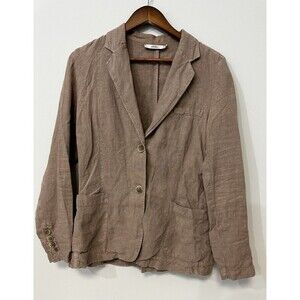0039 Italy Brown Linen Blazer Unlined Unstructured Jacket Women’s M Lagenlook